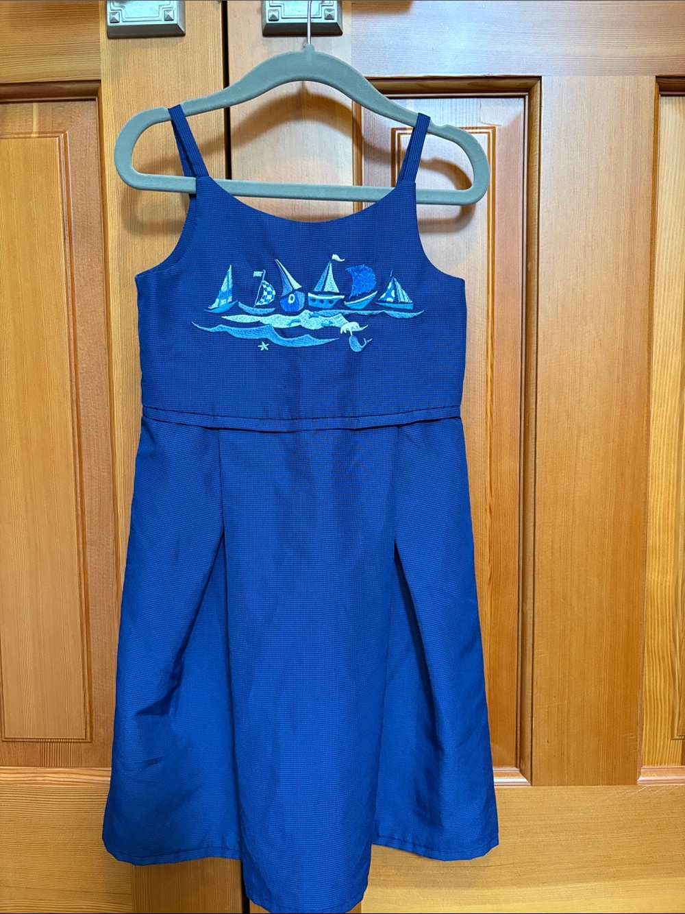 Vinage Chocolate Soup Royal Blue Dress Nautical Embroidered Boats 2T